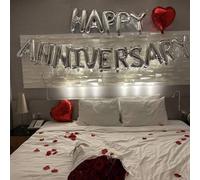 Shein Pancarta decorativa de Feliz Aniversario, globo con forma de corazón de lámina adecuado para el Día de San Valentín, aniversario, compromiso, boda, de