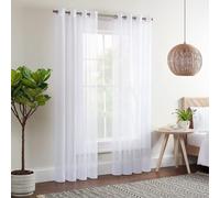 Shein Panel de cortina transparente de color liso simple para dormitorio, diseño elegante y fresco