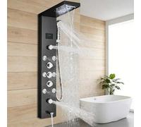 Shein Panel de ducha cascada lluvia pantalla digital sistema de ducha conjunto SPA masaje jet baño columna mezclador grifo sistema de torre