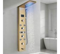 Shein Panel de ducha cascada lluvia pantalla digital sistema de ducha conjunto SPA masaje jet baño columna mezclador grifo sistema de torre