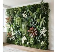 Shein Panel de pared verde artificial de 60 cm x 42 cm con diseño de enrejado de madera - Pantalla de privacidad adecuada para el hogar, la oficina, bodas,