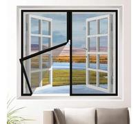 Shein Pantalla de ventana con cremallera negra, malla mosquitera densa de alta transparencia, malla mosquitera especial, transpirable, sin necesidad de perf
