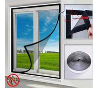 Shein Pantalla de ventana invisible de fibra de vidrio negra a prueba de mosquitos y moscas, cortina de malla transpirable