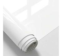 Shein Papel adhesivo plástico autoadhesivo, rollo de película de vinilo blanco, adhesivo para muebles para pared, armario, mesa, estantería, con efecto bril