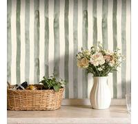 Shein Papel tapiz autoadhesivo a rayas verde, papel tapiz a rayas verde menta y crema con adhesivo preaplicado, papel de contacto decorativo a rayas minimal
