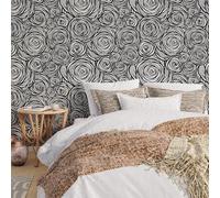 Shein Papel tapiz autoadhesivo abstracto/floral en blanco y negro, papel tapiz geométrico a rayas moderno y removible, decoración de pared, decoración de ha