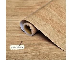 Shein Papel tapiz autoadhesivo con efecto de grano de madera, película de vinilo impermeable y removible, respaldo adhesivo de roble, rollo de plástico adec