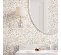 Shein Papel tapiz autoadhesivo y removible con estampado de flores y paisley en acuarela estilo bohemio, patrón estilo jacobino, flores azules y blancas sob