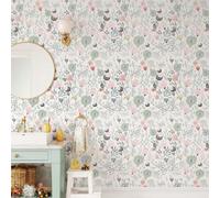 Shein Papel tapiz floral verde y rosa, pegatina de pared impermeable y removible, arte mural decorativo, decoración del hogar, arte de pared, 45 cm x 2/3 m,