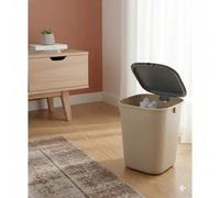 Shein Papelera de plástico PP de 8-10L con tapa extraíble, diseño cuadrado ondulado, adecuada para baño/dormitorio/oficina - 23*24.5*28cm - Verde