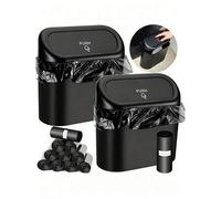Shein Papelera para coche con tapa, cubo de basura mini universal a prueba de fugas, apto para puertas del coche, asientos delanteros y traseros, escritorio