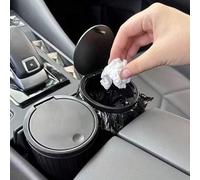 Shein Papelera redonda de alta calidad para el coche con tapa, caja de almacenamiento de basura para el coche, diseñada para adaptarse a la mayoría de los p