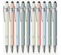 Shein Paquete de 10 bolígrafos retráctiles de metal con puntas de lápiz óptico para pantalla táctil - punta mediana, escritura suave, agarre antideslizante,