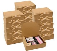 Shein Paquete de 2/5/10 cajas de regalo con tapa,cajas de regalo marrones a granel con lazo de cinta marrón, cajas de propuesta para damas de honor para reg
