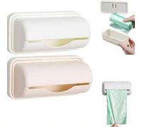 Shein Paquete de 2 dispensadores de bolsas de basura montados en la pared, soporte para rollo, organizador de almacenamiento para cocina, baño, inodoro, sis