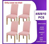 Shein paquete de 4/6/8/10 fundas lisas para sillas, fundas de silla de fibra de poliéster elásticas y modernas, aptas para sala de estar, comedor, dormitori