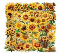 Shein Paquete de 62 pegatinas de girasol, pegatinas estéticas para maleta, diario, scrapbook, botella de agua, portátil, computadora, monopatín, cuaderno, p
