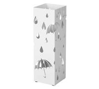 Shein Paragüero de Metal, Soporte de Paraguas, con Bandeja de Goteo y 4 Ganchos, 15,5 x 15,5 x 49 cm, Blanco, Vuelta al Cole