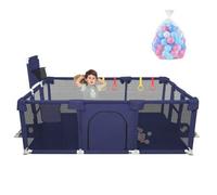 Shein Parque infantil grande para bebés XL 180 x 120 cm, parque infantil para bebés y niños pequeños con red transpirable, 50 pelotas de juego y 4 anillos d