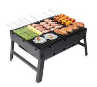 Shein Parrilla de carbón para el hogar, mini parrilla de carbón, parrilla para picnic y camping al aire libre, parrilla portátil plegable, pequeña parrilla