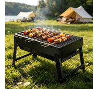Shein Parrilla de carbón portátil 35*27*19.5CM, parrilla de barbacoa plegable de acero inoxidable para camping y picnic al aire libre, parrilla de escritori