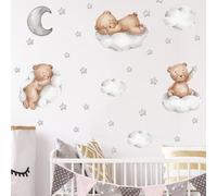 Shein Pegatina de pared con diseño de oso y nube, adhesivo de pared con arte de dibujos animados para decoración del hogar, pegatinas, adhesivo de pared, vi