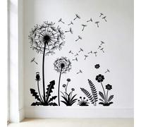 Shein Pegatina de pared de diente de león, pegatina decorativa para el hogar en color negro, papel autoadhesivo para sofá, dormitorio, sala de estar, pared