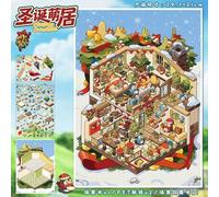 Shein Pegatinas de papel autoadhesivas de escena en miniatura 3D de Bobo Dog para Navidad, tema de dibujos animados, desechables, con acentos de purpurina,