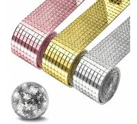 Shein Pegatinas decorativas navideñas, cinta decorativa para superficie de espejo de vidrio, mini cuadrados de vidrio autoadhesivos para manualidades de mos