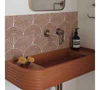 Shein Pegatinas para azulejos de terracota de 20 x 20 cm, diseño bohemio abstracto, vinilo autoadhesivo para pared y suelo, paquete de 10 unidades