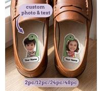 Shein Pegatinas personalizadas con foto & texto de dinosaurio para zapatos, etiquetas de identificación de dibujos animados, paquete múltiple de etiquetas p