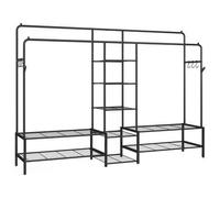 Shein Perchero, Armario Abierto, con 9 Estantes, Estructura de Metal, Barra de Colgar, para Dormitorio, Salón, Entrada, Negro