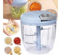 Shein Picadora de alimentos manual con cordón - Prensador de ajo y procesador de verduras de material ABS, sin necesidad de electricidad, apta para cebolla,
