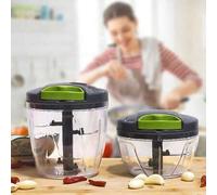 Shein Picadora de verduras multifuncional, rebanadora de frutas, picadora de verduras de cocina, prensa de ajo manual mini, triturador de ajo de cuerda de t