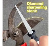 Shein Piedra de afilar de diamante profesional - Superficie plana de doble cara, adecuada para tijeras, herramientas de jardín y cuchillos - Body de metal d