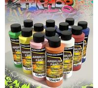 Shein Pintura para aerógrafo, set de pintura para aerógrafo lista para rociar, pinturas acrílicas a base de agua para aerógrafo para metal, modelos de plást