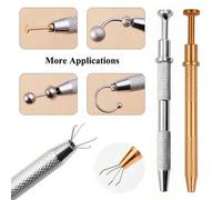 Shein Pinza de garra para tatuaje con soporte de diamante profesional, herramienta de recogida de 4 garras, pinzas para agarrar strass, pinza de garra de ac