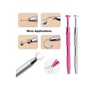 Shein Pinza de Garra Profesional para Tatuajes con Soporte de Diamante, Herramienta de Recogida de 4 Garras para Strass, Pinzas de Acero Inoxidable, Herrami