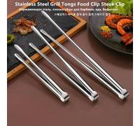 Shein Pinzas de barbacoa de acero inoxidable de 1 pieza, clip de comida para parrilla, pinza para carne y pan, accesorio de utensilio de cocina antideslizan