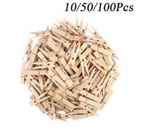 Shein Pinzas de ropa pequeñas, mini clips para fotos, 10/50/100 piezas de mini pinzas de ropa de madera con bolsa de almacenamiento, pinzas de ropa pequeñas
