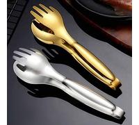 Shein Pinzas para ensalada de acero inoxidable dorado, agarre antideslizante, cierre inteligente, herramienta versátil para cocinar, servir, asar a la parri