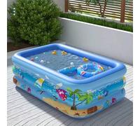Shein Piscina inflable rectangular impresa - Adecuada para bañarse y actividades acuáticas al aire libre, se infla rápidamente, cuenta con una base antidesl