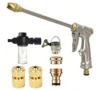 Shein Pistola de agua de alta presión para lavado de autos y hogar, boquilla, adaptador, manguera, rociador retráctil para limpieza y riego de jardín, set d