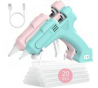 Shein Pistola de pegamento en caliente inalámbrica, pistola de pegamento en caliente recargable por USB con 20 barras de pegamento, conjunto de pistola de p