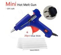 Shein Pistola de pegamento mini de calor - 20W (con 20 piezas de 100 mm x 7 mm) compatible con barras de pegamento de 7 mm, ideal para manualidades y repara