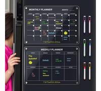 Shein Pizarra blanca magnética de acrílico, incluye 6 marcadores, para crear imanes DIY para nevera, planificación semanal/mensual, notas y escritura de men