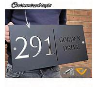 Shein Placa de número de casa de acrílico personalizada - Placa de dirección personalizada 3D hueca en negro y dorado, adecuada para residencial, apartament