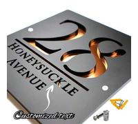 Shein Placa de Número de Casa Personalizada de Acrílico - Letrero de Dirección 3D Hueco Negro y Dorado, Fuente Moderna, Resistente al Agua y a los Rayos UV,
