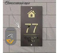Shein Placa de Número de Casa Personalizada de Acrílico - Placa de Dirección Personalizada 3D Hueca Negro y Dorado para Casa, Apartamento, Tienda | Fuente M