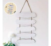Shein Placa de pared de madera en blanco para DIY - Tablero de madera blanco vintage con cuerda, adecuado para citas de motivación personalizadas, lemas de